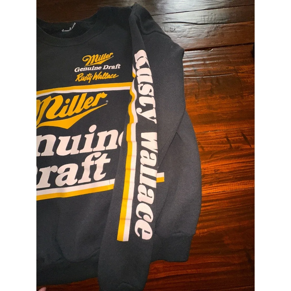 Vintage Miller Genuine Draft Rusty Wallace NASCAR Racing Sweatshirt Black